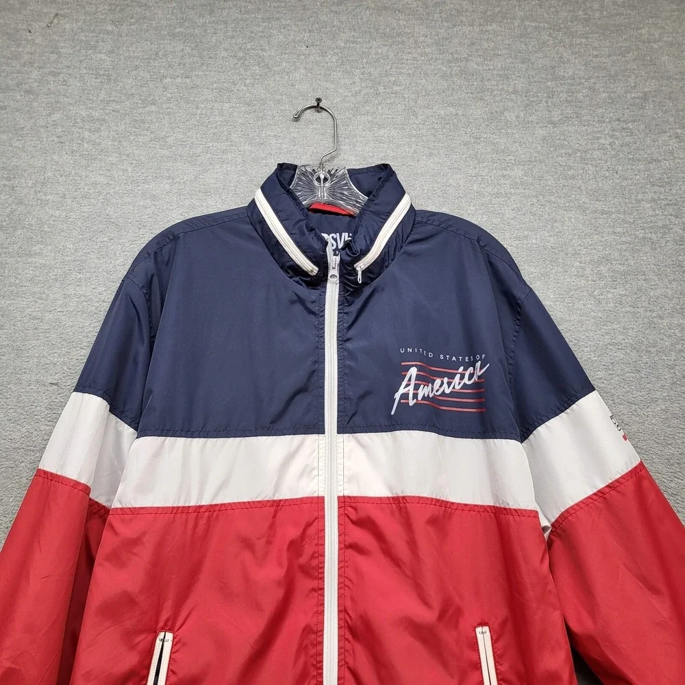 RSVLTS Men Jacket XL Red White‎ Blue WIndbreaker United States of America Hooded - Picture 3 of 9